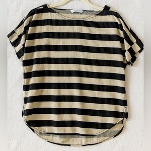 Zara women’s size medium stripe shirt in black and tan